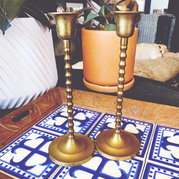 Vintage Solid Brass Candle Holders